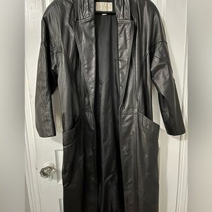 Vintage black leather duster